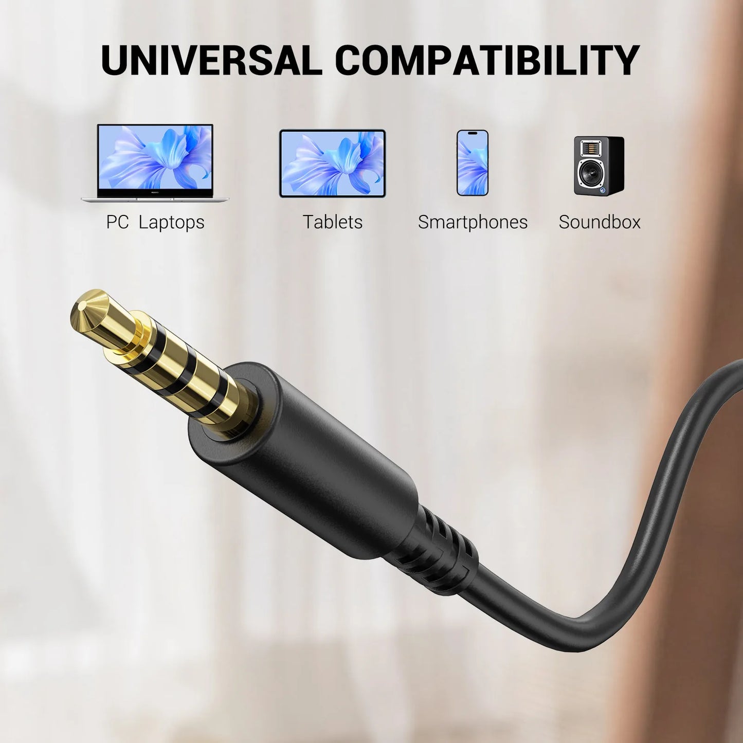 3.5mm to 3.5mm Audio Cable with Microphone for OneOdio