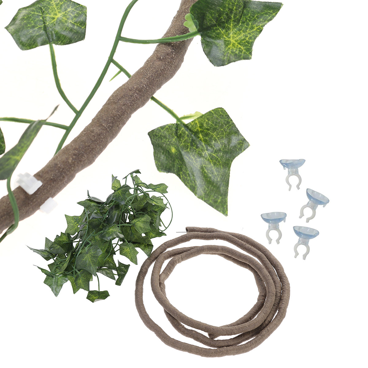 Reptile Habitat Decor Vines Flexible Leaves with Suction Cup