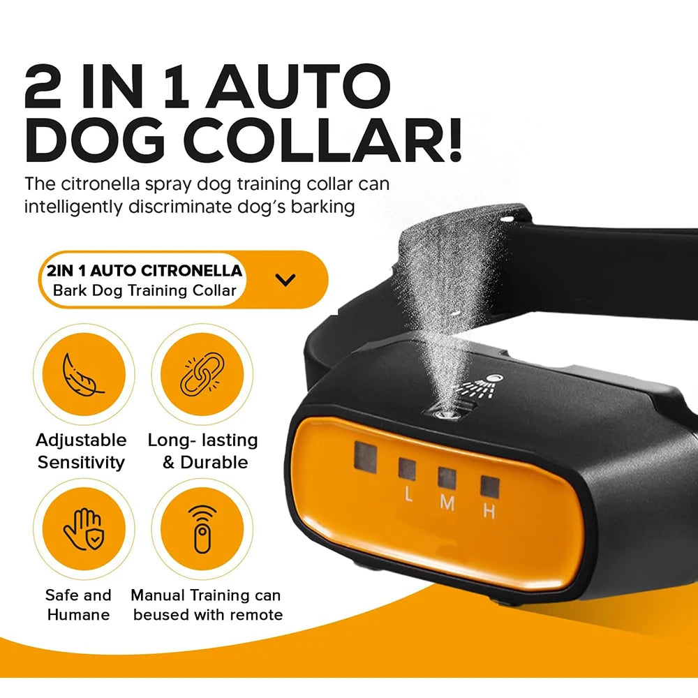 500ft Pet Dog 2 in 1 Citronella Anti bark Training Collar Auto & Remote Control