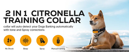 500ft Pet Dog 2 in 1 Citronella Anti bark Training Collar Auto & Remote Control