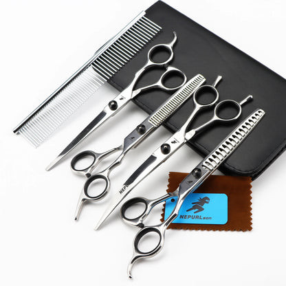 4-5pcs 6-7" Stainless Steel Pet Dog Cat Grooming Scissors Comb Sets