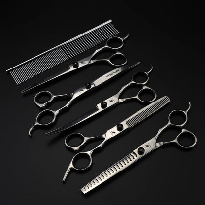 4-5pcs 6-7" Stainless Steel Pet Dog Cat Grooming Scissors Comb Sets