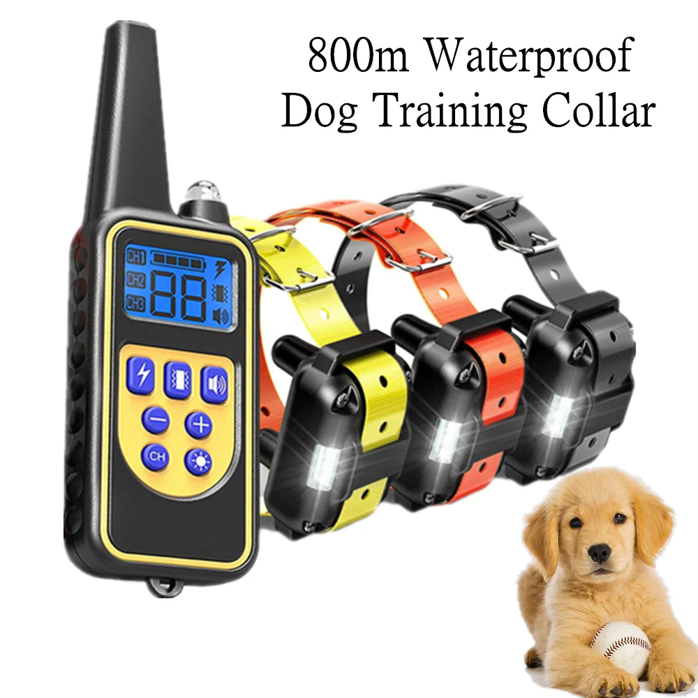 Pet Dog 800mtr Rechargeable Waterproof Anti Bark Training Collar With Remote Control