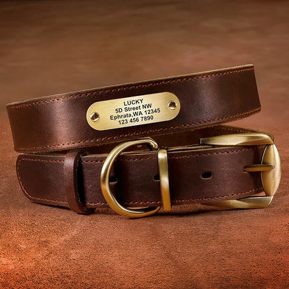 Personalized Leather Dog Collar and Leash Set