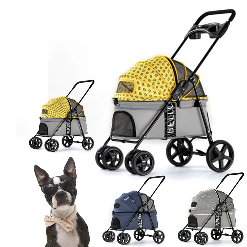 Breathable Large Capacity Pet Cat Dog Carrier Stroller With Cup Holder