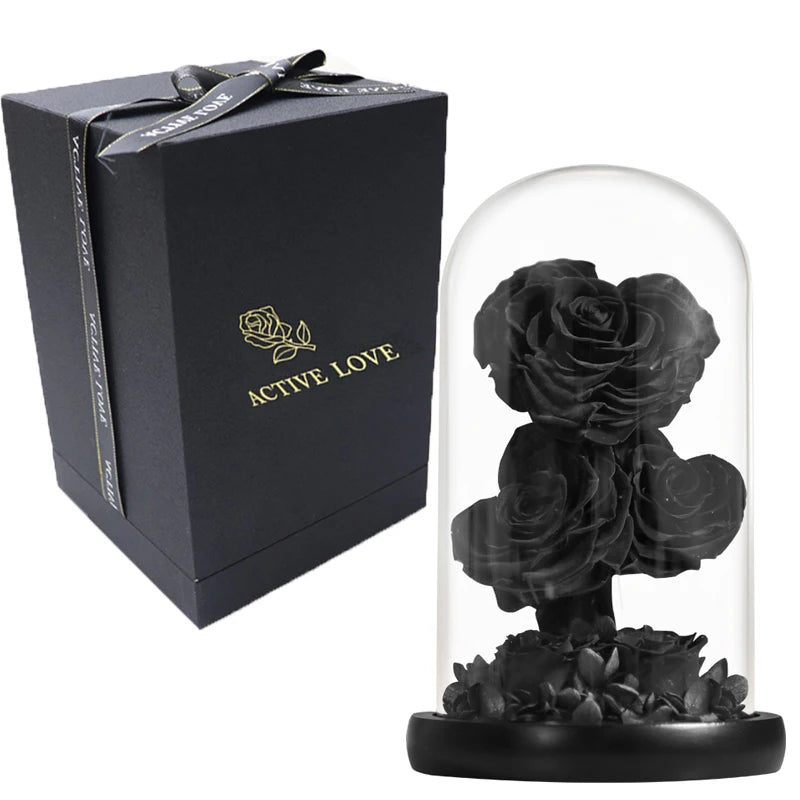 Heart Shaped Preserved Beauty and The Beast Eternal Rose In Glass Dome