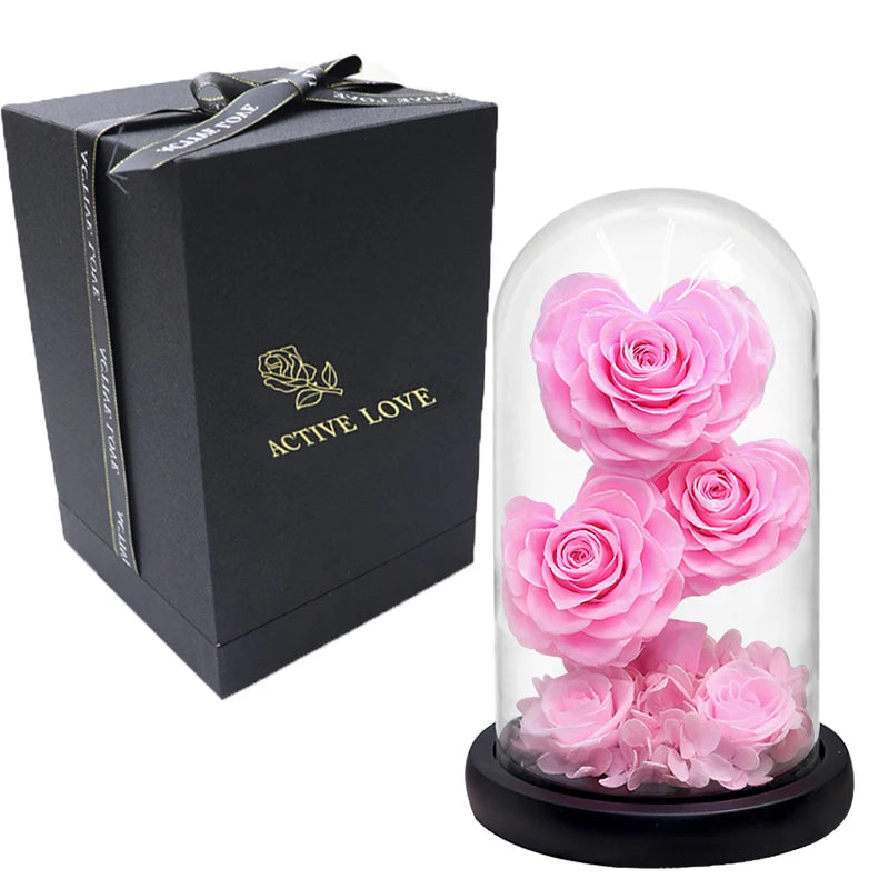 Heart Shaped Preserved Beauty and The Beast Eternal Rose In Glass Dome