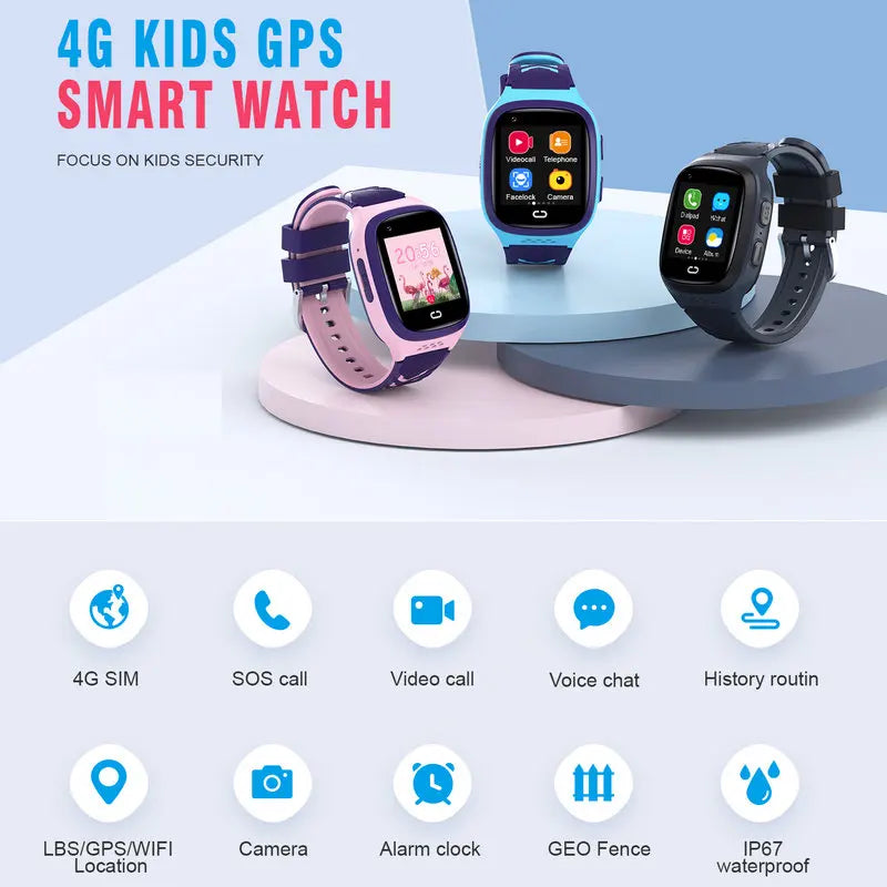 4G Kids Smart Watch GPS Video Call IP67 Waterproof Tracker