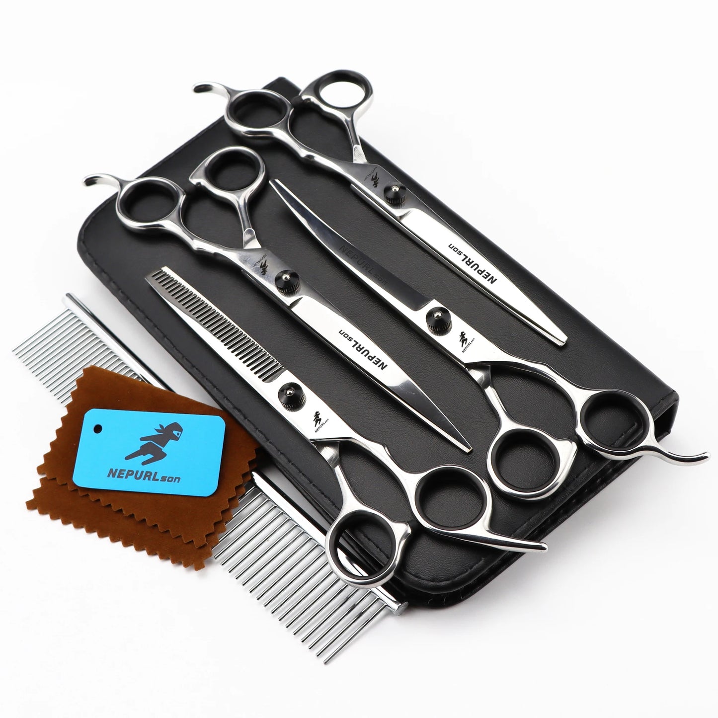 4-5pcs 6-7" Stainless Steel Pet Dog Cat Grooming Scissors Comb Sets