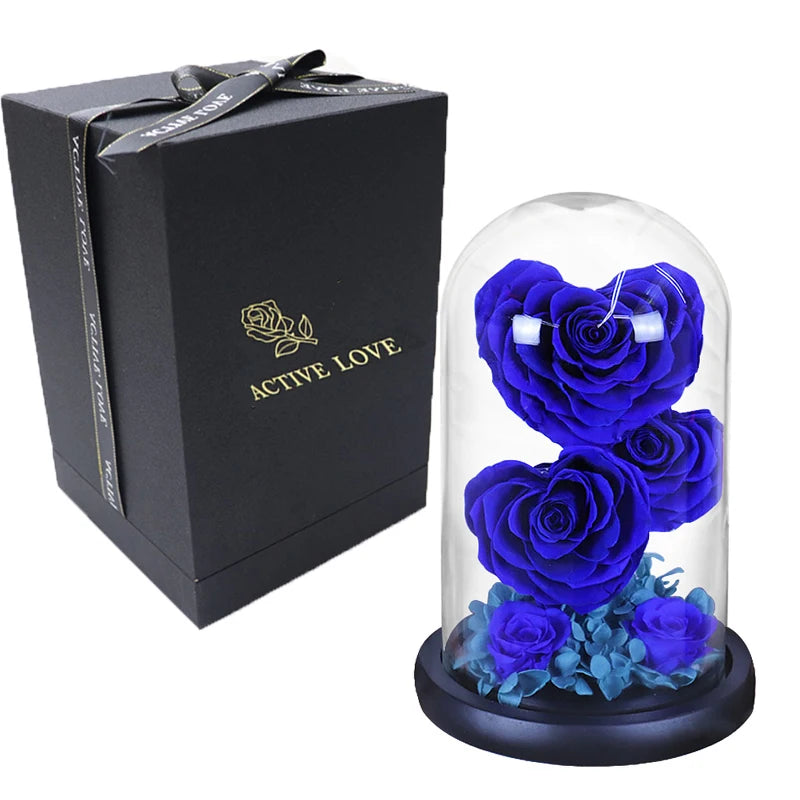 Heart Shaped Preserved Beauty and The Beast Eternal Rose In Glass Dome