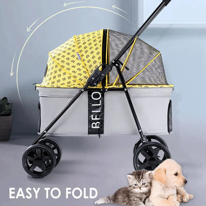 Breathable Large Capacity Pet Cat Dog Carrier Stroller With Cup Holder