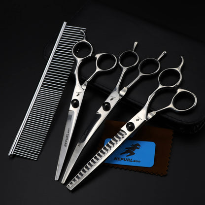 4-5pcs 6-7" Stainless Steel Pet Dog Cat Grooming Scissors Comb Sets