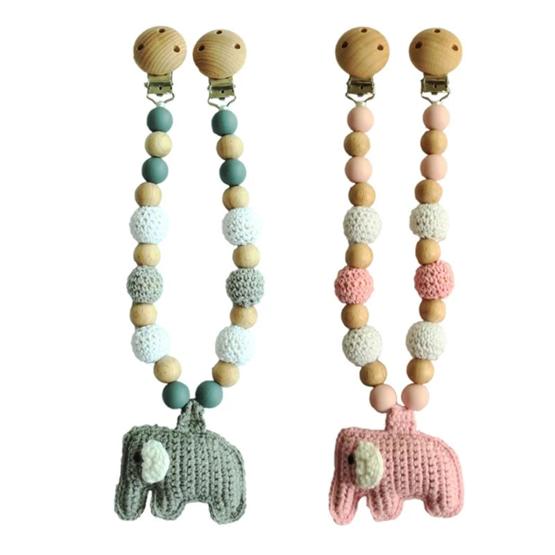 Wooden Baby Stroller Clip Toys