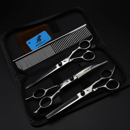 4-5pcs 6-7" Stainless Steel Pet Dog Cat Grooming Scissors Comb Sets