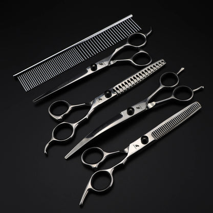 4-5pcs 6-7" Stainless Steel Pet Dog Cat Grooming Scissors Comb Sets