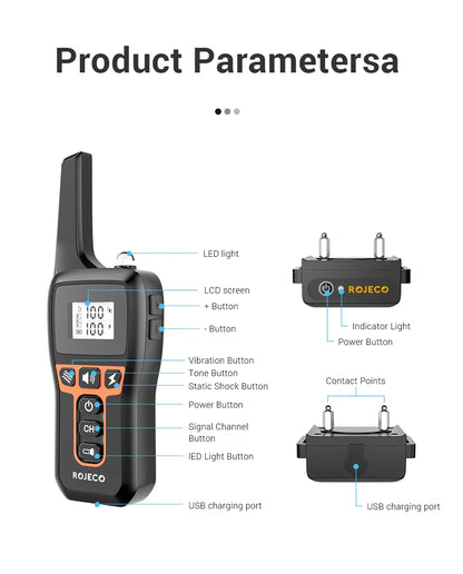 1000m Pet Dog Remote Control Rechargeable Anti Bark Training Collar