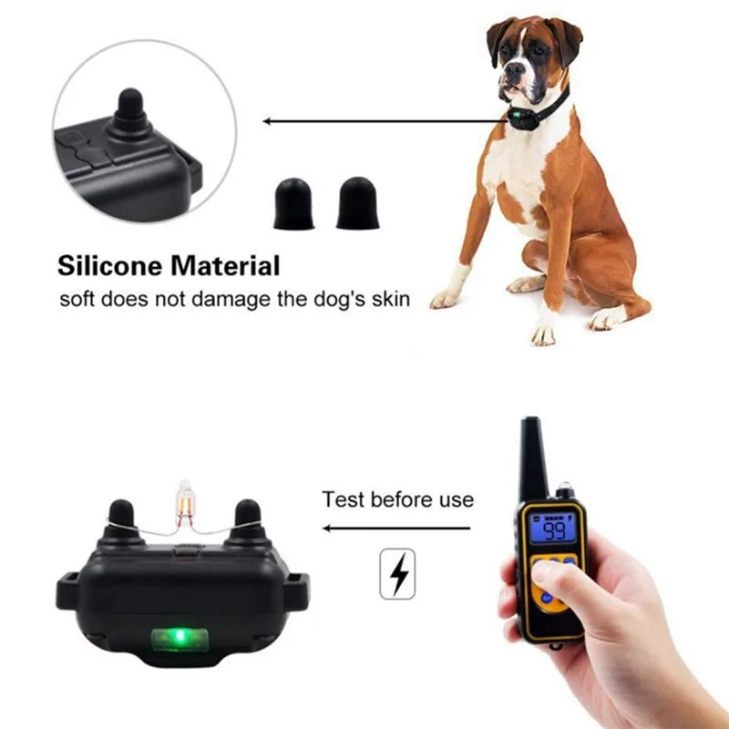 Pet Dog 800mtr Rechargeable Waterproof Anti Bark Training Collar With Remote Control