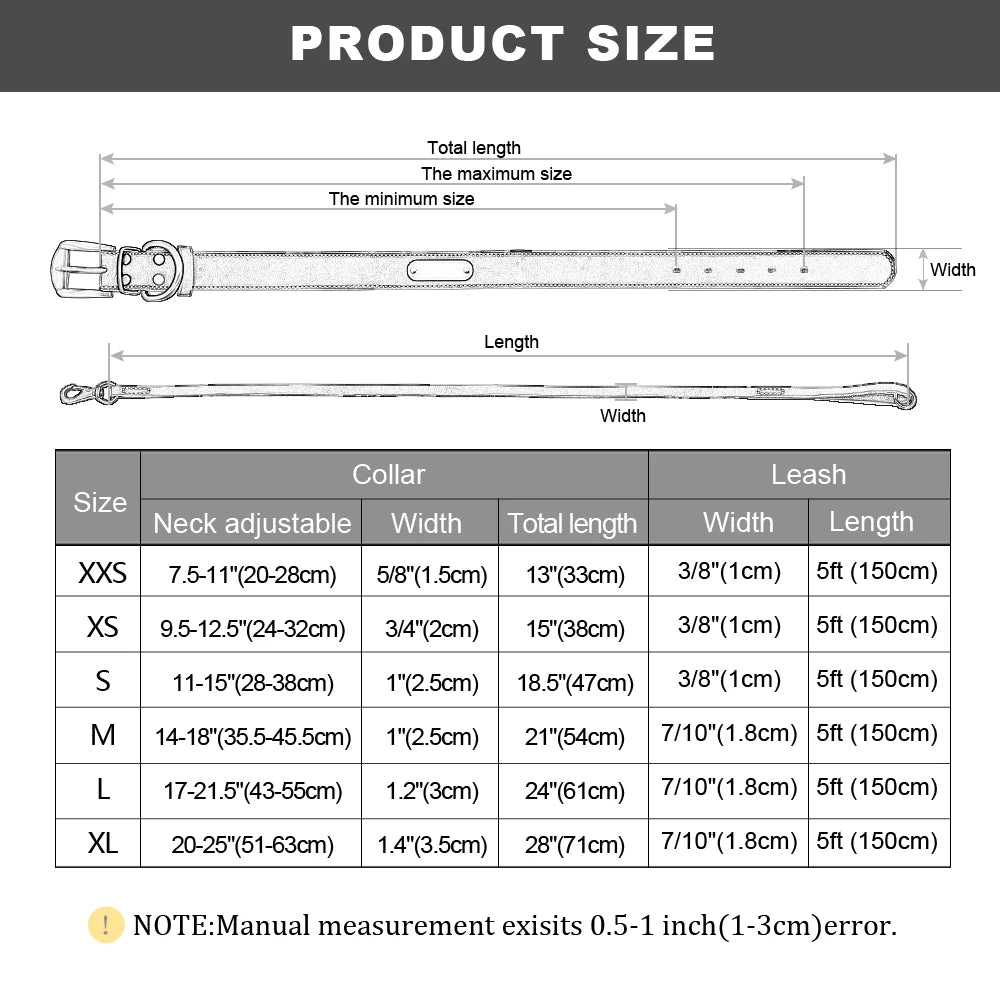 Personalized Leather Dog Collar and Leash Set