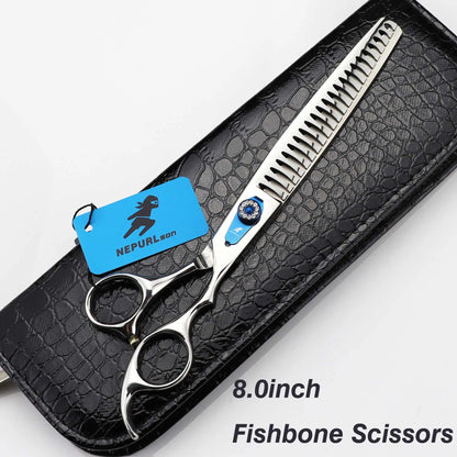 8" Stainless Steel Pet Dog Cat Fish Bone Grooming Scissors