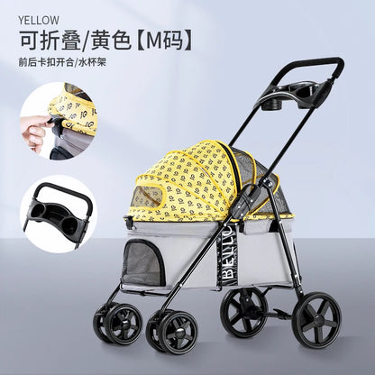 Breathable Large Capacity Pet Cat Dog Carrier Stroller With Cup Holder