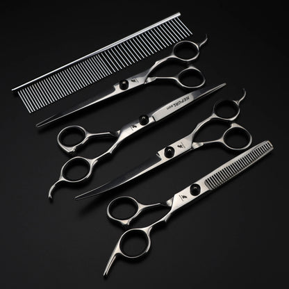 4-5pcs 6-7" Stainless Steel Pet Dog Cat Grooming Scissors Comb Sets