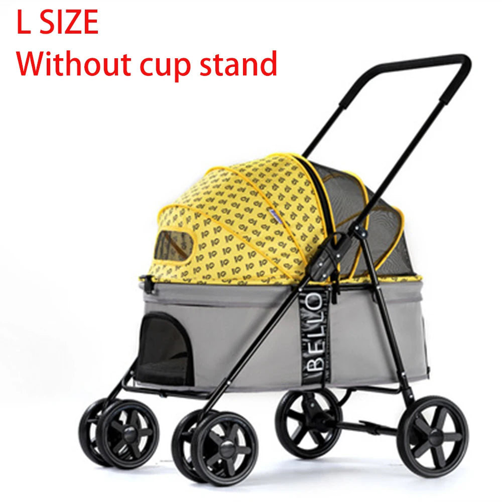 Breathable Large Capacity Pet Cat Dog Carrier Stroller With Cup Holder