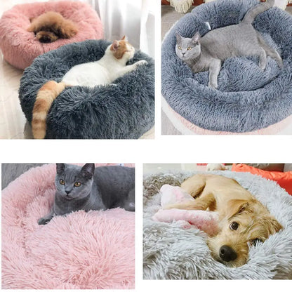 M-4XL Long Plush Round Pet Dog Bed Mat Cushion Mattress