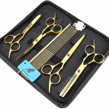 5pc 6" Stainless Steel Pet Dog Cat Grooming Comb Scissors Sets