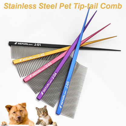 Stainless Steel Tip-Tail Pet Dog Cat Grooming Comb