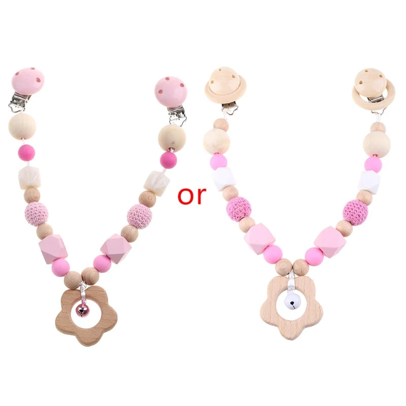 Wooden Baby Stroller Clip Toys