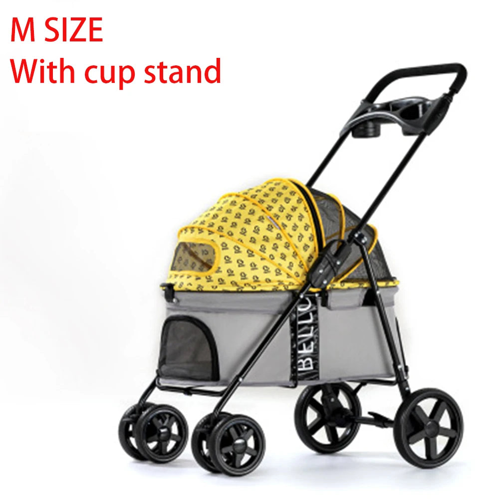 Breathable Large Capacity Pet Cat Dog Carrier Stroller With Cup Holder