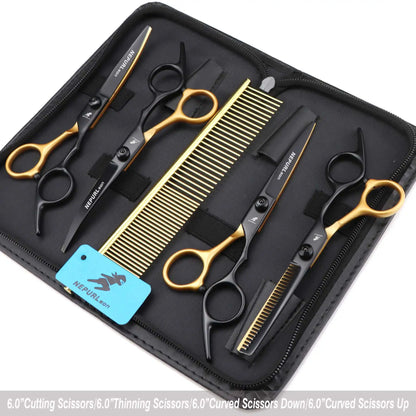 5pc 6" Stainless Steel Pet Dog Cat Grooming Comb Scissors Sets