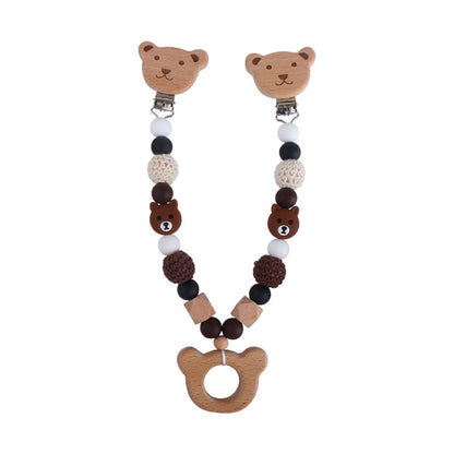 Wooden Baby Stroller Clip Toys