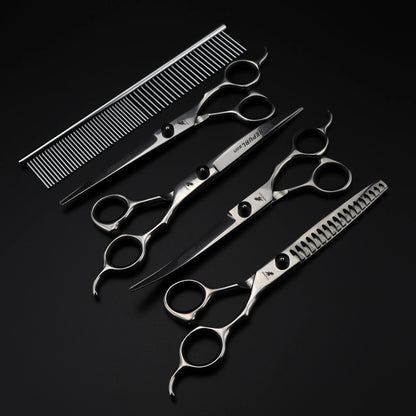 4-5pcs 6-7" Stainless Steel Pet Dog Cat Grooming Scissors Comb Sets