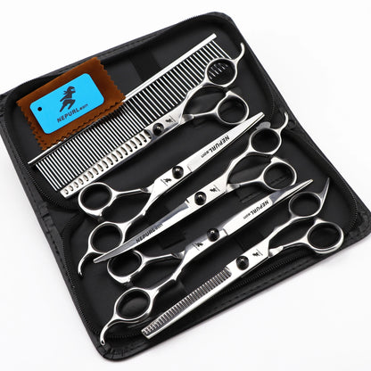 4-5pcs 6-7" Stainless Steel Pet Dog Cat Grooming Scissors Comb Sets