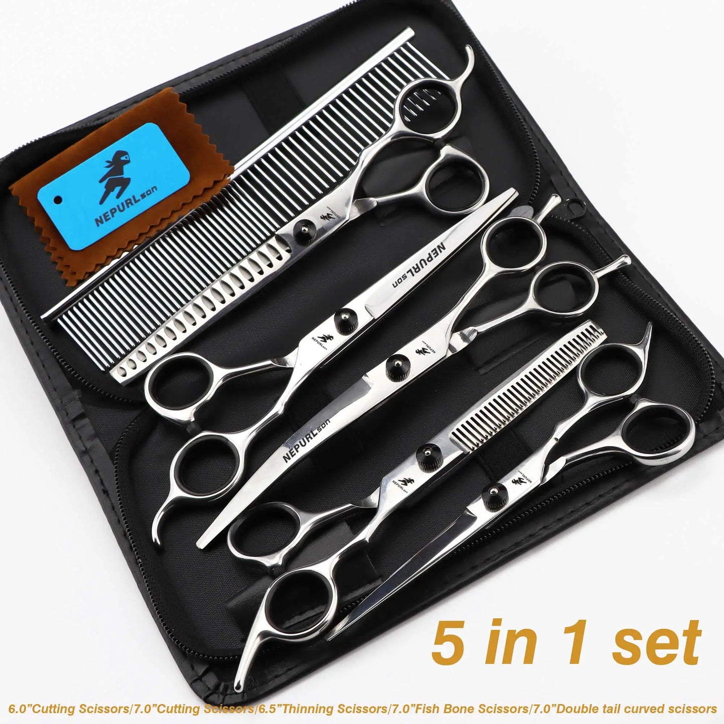 4-5pcs 6-7" Stainless Steel Pet Dog Cat Grooming Scissors Comb Sets