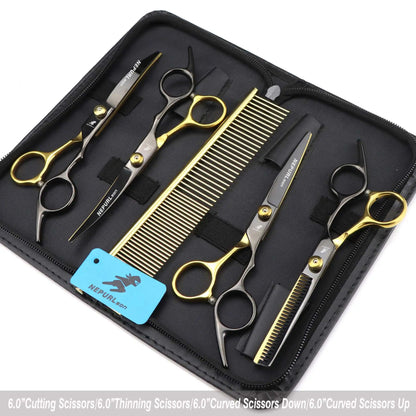 5pc 6" Stainless Steel Pet Dog Cat Grooming Comb Scissors Sets