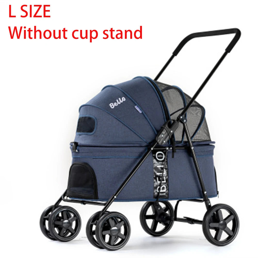 Breathable Large Capacity Pet Cat Dog Carrier Stroller With Cup Holder