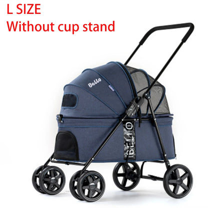 Breathable Large Capacity Pet Cat Dog Carrier Stroller With Cup Holder