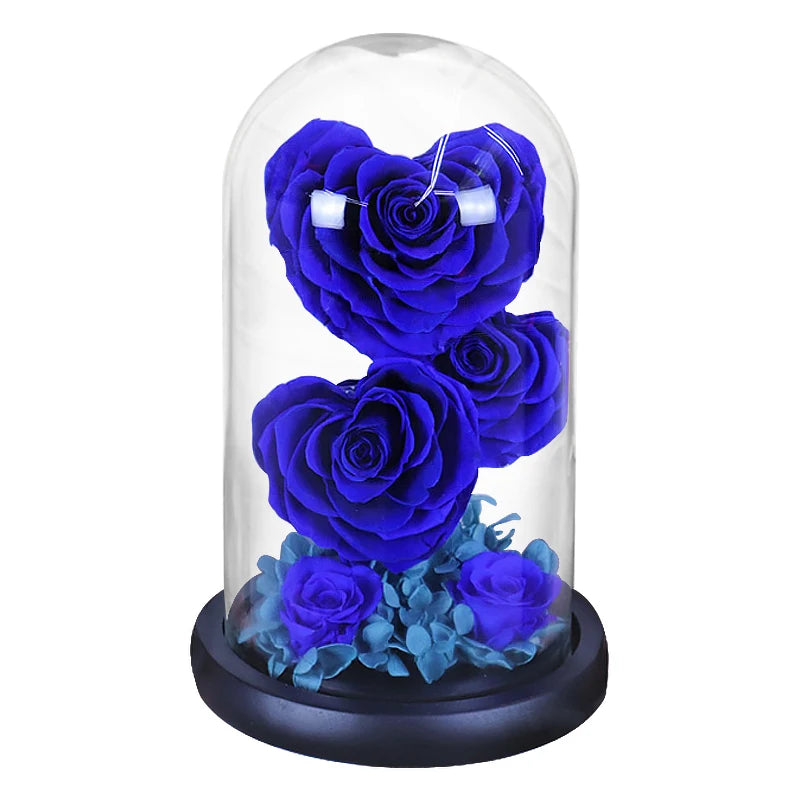 Heart Shaped Preserved Beauty and The Beast Eternal Rose In Glass Dome