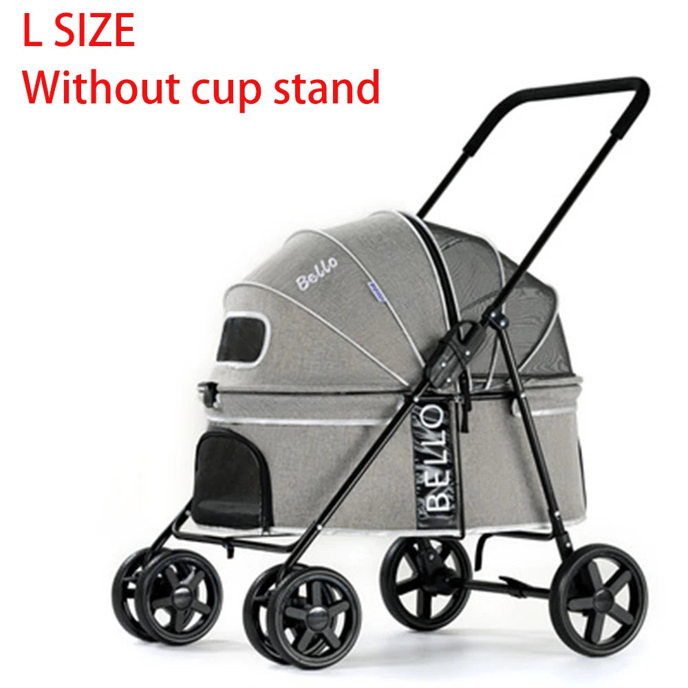 Breathable Large Capacity Pet Cat Dog Carrier Stroller With Cup Holder