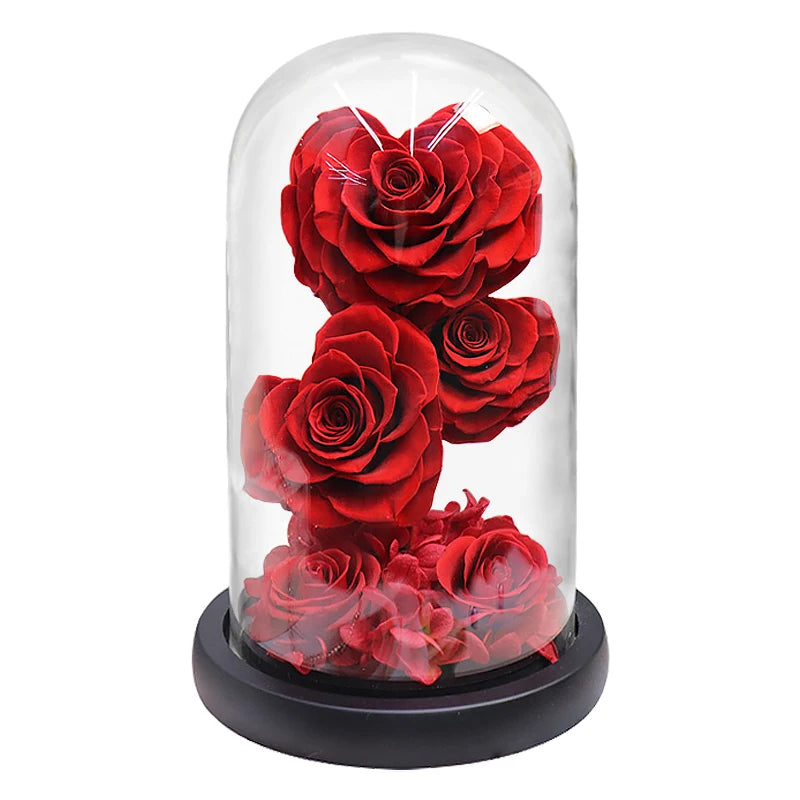 Heart Shaped Preserved Beauty and The Beast Eternal Rose In Glass Dome