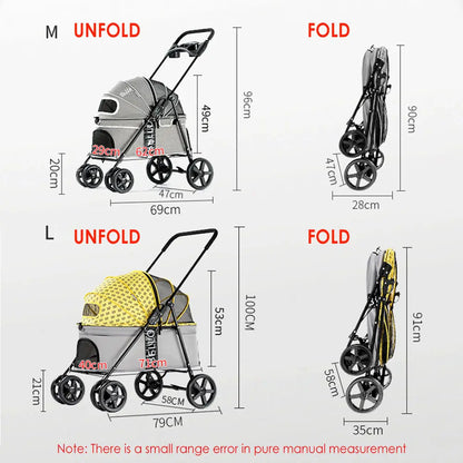 Breathable Large Capacity Pet Cat Dog Carrier Stroller With Cup Holder