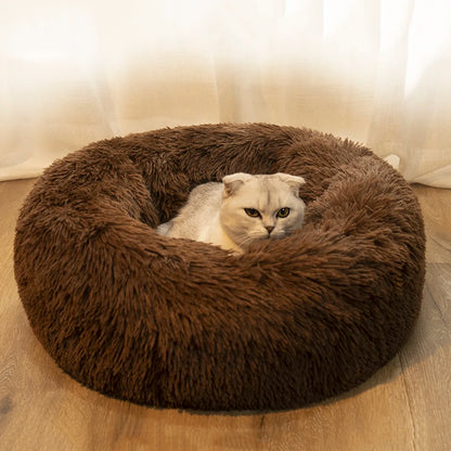 M-4XL Long Plush Round Pet Dog Bed Mat Cushion Mattress