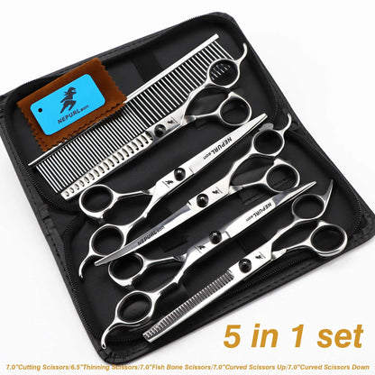 4-5pcs 6-7" Stainless Steel Pet Dog Cat Grooming Scissors Comb Sets