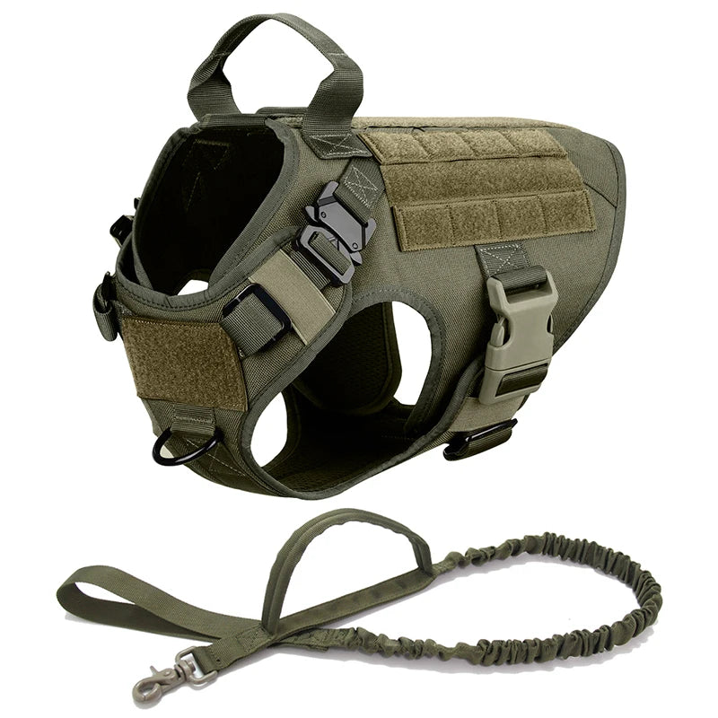 M-XL Pet Dog Tactical Harness Vest Collar And Leash Set