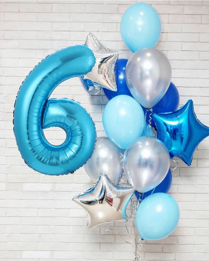 Boy Birthday Balloons Set with 40inch Blue Number 3