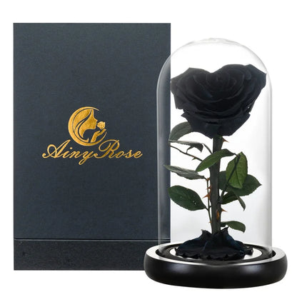 Heart Shaped Preserved Beauty and The Beast Eternal Rose In Glass Dome