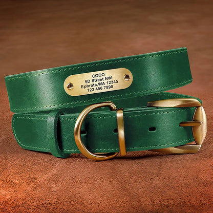 Personalized Leather Dog Collar and Leash Set