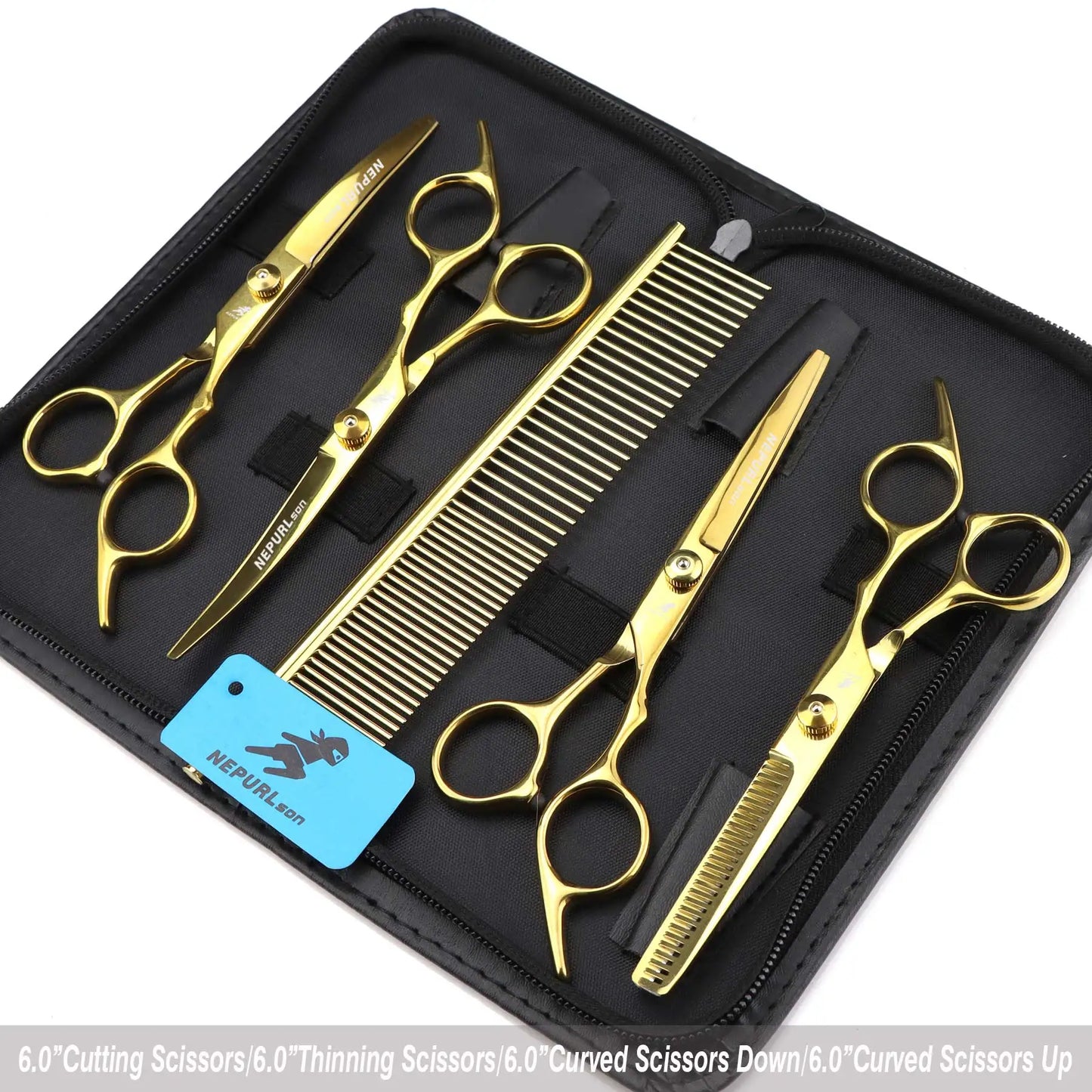 5pc 6" Stainless Steel Pet Dog Cat Grooming Comb Scissors Sets